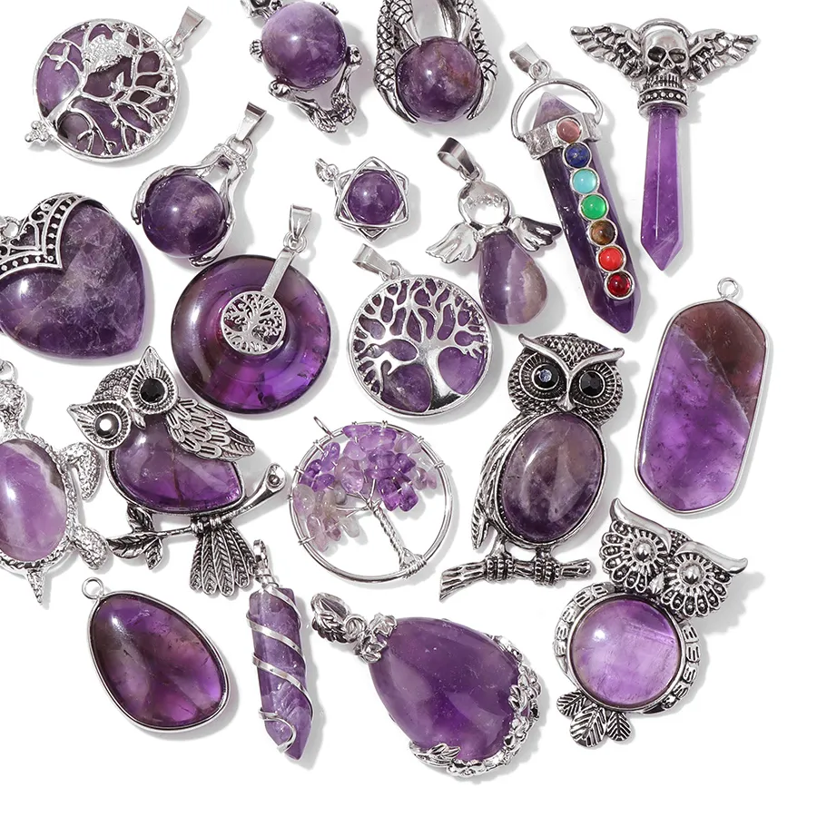 Authentic Mystic Amethyst Aura Pendant – Celestial Purple Quartz Charm for Healing Necklaces & Bracelets