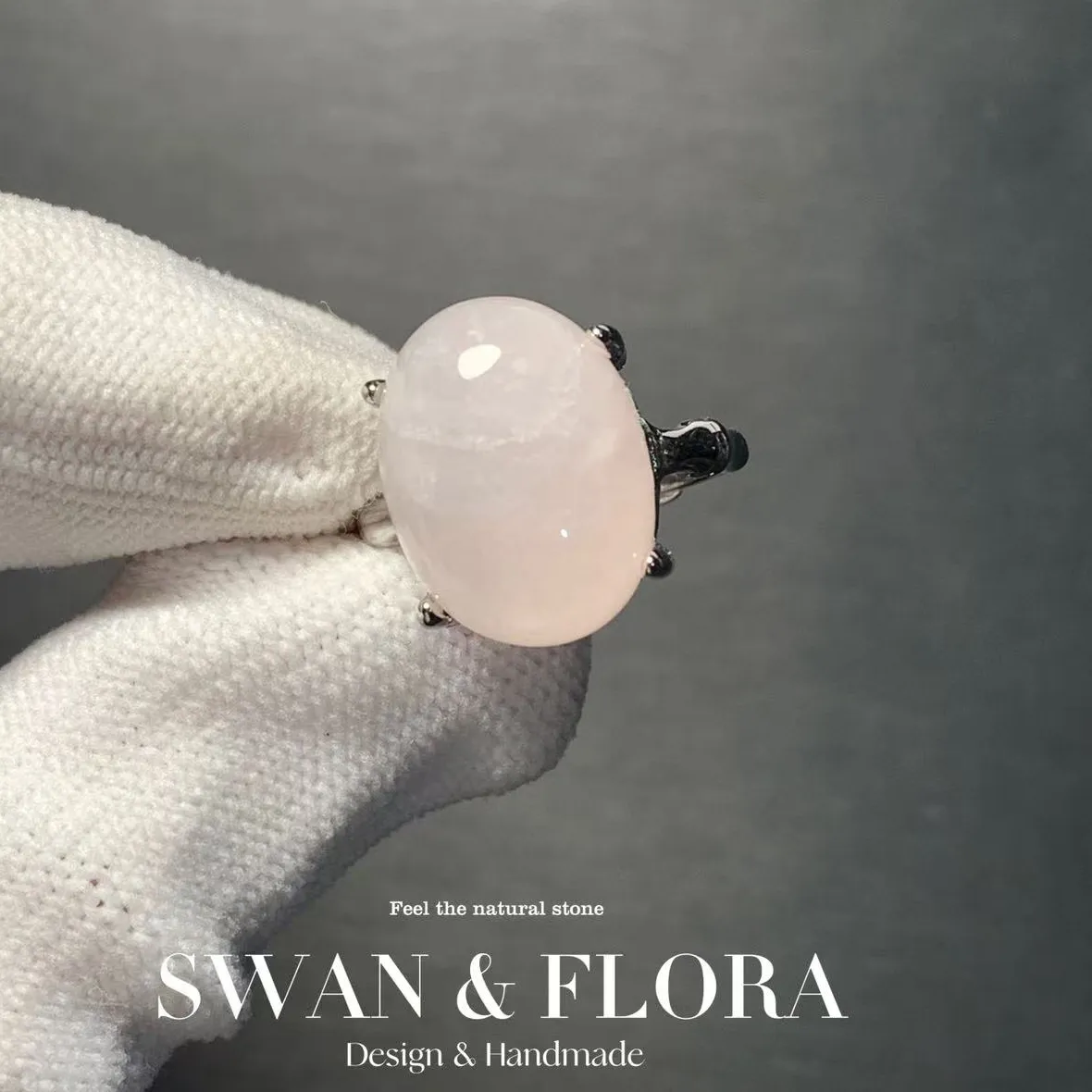Authentic Mm Natural Rose Quartz Ring Adjustable Female Ring Jewelry Fine