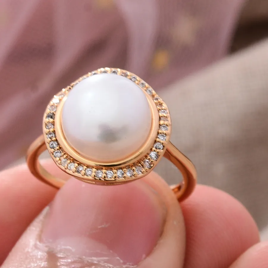 Authentic Luminous Tide: The Freshwater Pearl Sacred Vessel Ring
