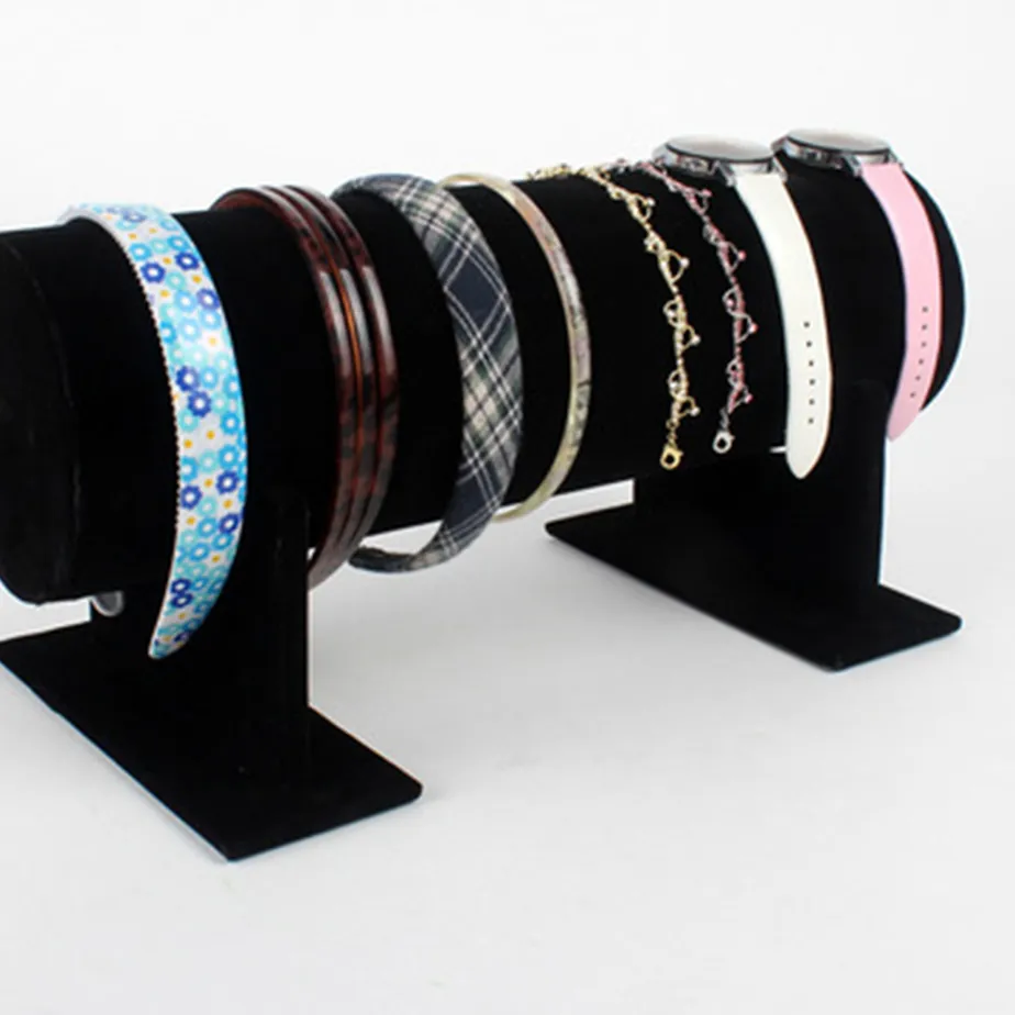 Authentic Velvet Bracelet Chain Watch T-Bar Headband Jewelry Hard Display Stand Holder Retail Shop Jewelry Organizer Display Stand Rack