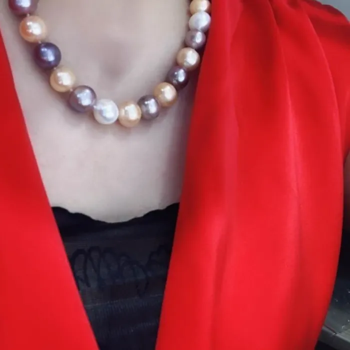 Authentic Natural Pearl Necklaces 11-12mm Multi-color Wedding Gifts, Jewelry