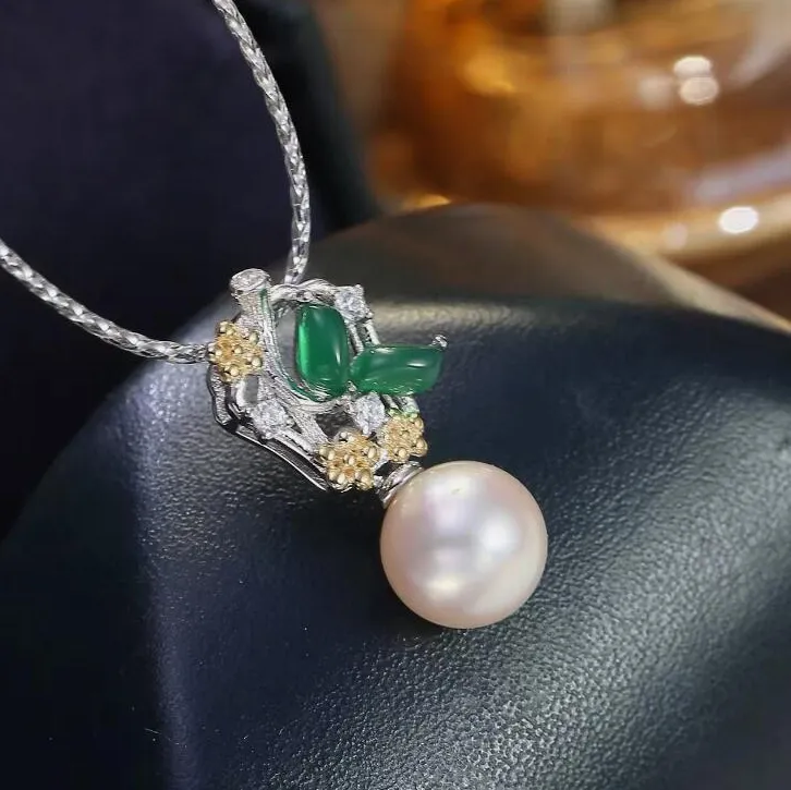 Authentic gorgeous 10-11mm 11-12mm 9-10mm south sea round white pearl pendant 925s
