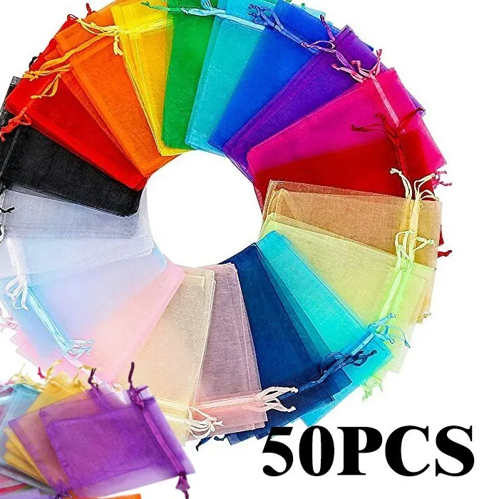 Authentic Mystic Multicolor Organza Pouches – 50 Enchanted Gift Bags