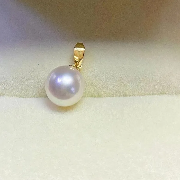 Authentic 11-12mm Edison Pearl Necklace Round Strong Light Single Pendant Versatile Classic