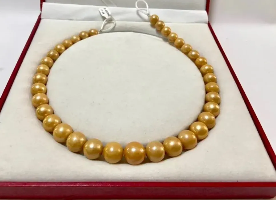 Authentic Specific Styles 18inch 11-14mm Genuine Golden Necklace Magnetic Clasp