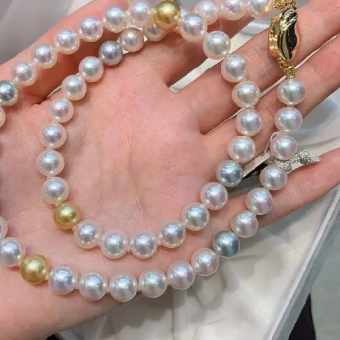 Authentic Women 11-10mm Round White Golden Mix-Color Fashion Fine Jewelry Gifts
