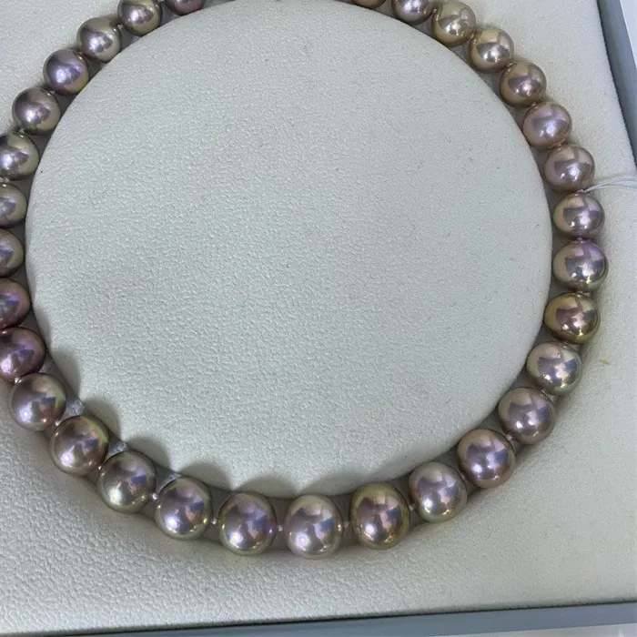Authentic 11-14mm Natural Pearl Edison Necklace Colorful Round High Quality Necklace