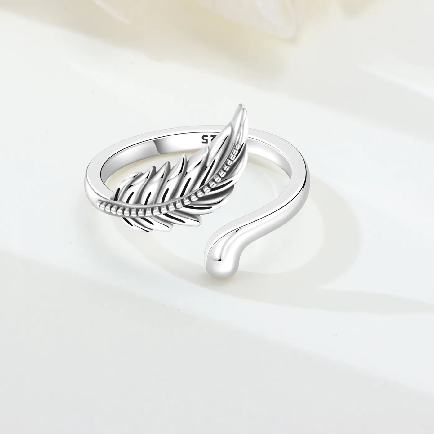 Authentic MISEFF Original S925 Sterling Silver Lucky Element Feather Ring Open Adjustable Ring For Birthday Jewelry Gifts