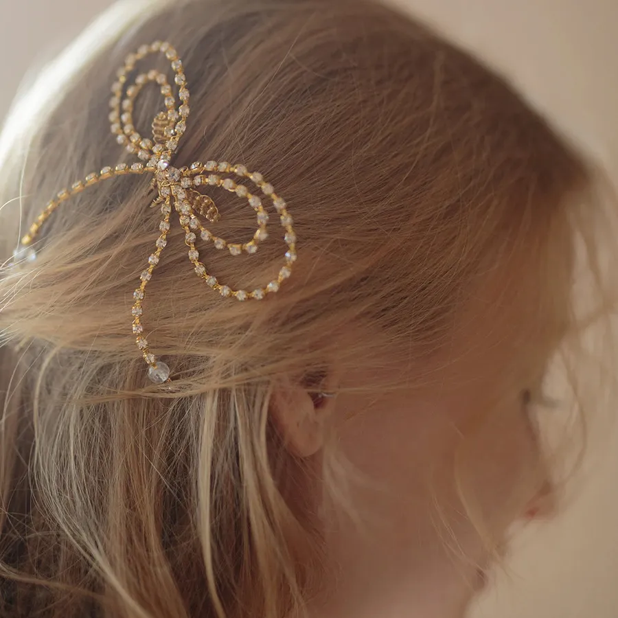 Authentic Stonefans 1 Pieces Butterfly Bridal Hair Clips Leaf Wedding Crystal Hairpin Jewelry Barrette for Brides Bridesmaids