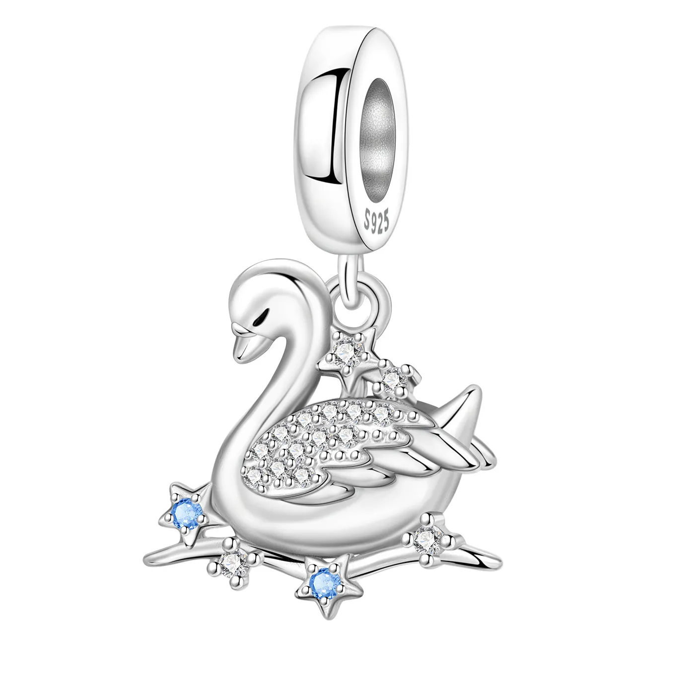 Authentic Panpoki 925 Sterling Silver Elegant White Swan Charms Beads Pendant Fit Diy Bracelet Necklace Jewelry Souvenir