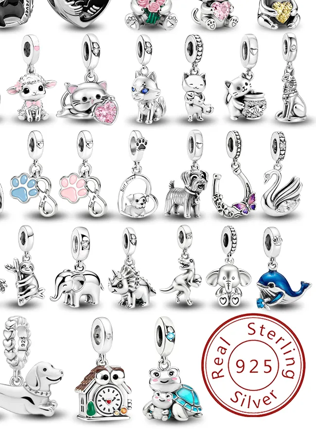 Authentic 925 Sterling Silver Animals Cute White Doves Swans Pendant Bead Diy Bracelet Bangle Making Of High Quality Fine Jewelry