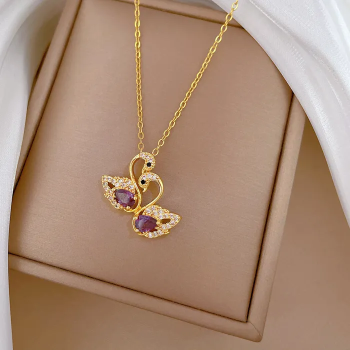 Authentic Fashionable Luxury Swan And Duckling Water Play Pendant Women's Accessory Versatile Dainty Clavicle Chain
