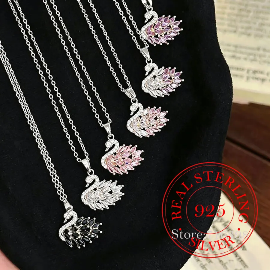 Authentic Moonlit Swan Crystal Pendant – Sterling Silver Love & Protection