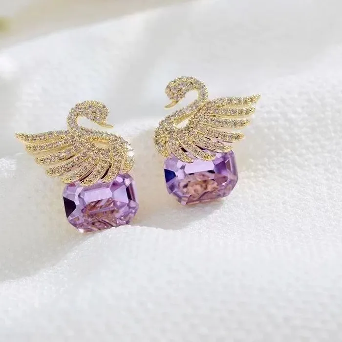 Authentic Wings Of Grace Golden Swan Talisman Earrings