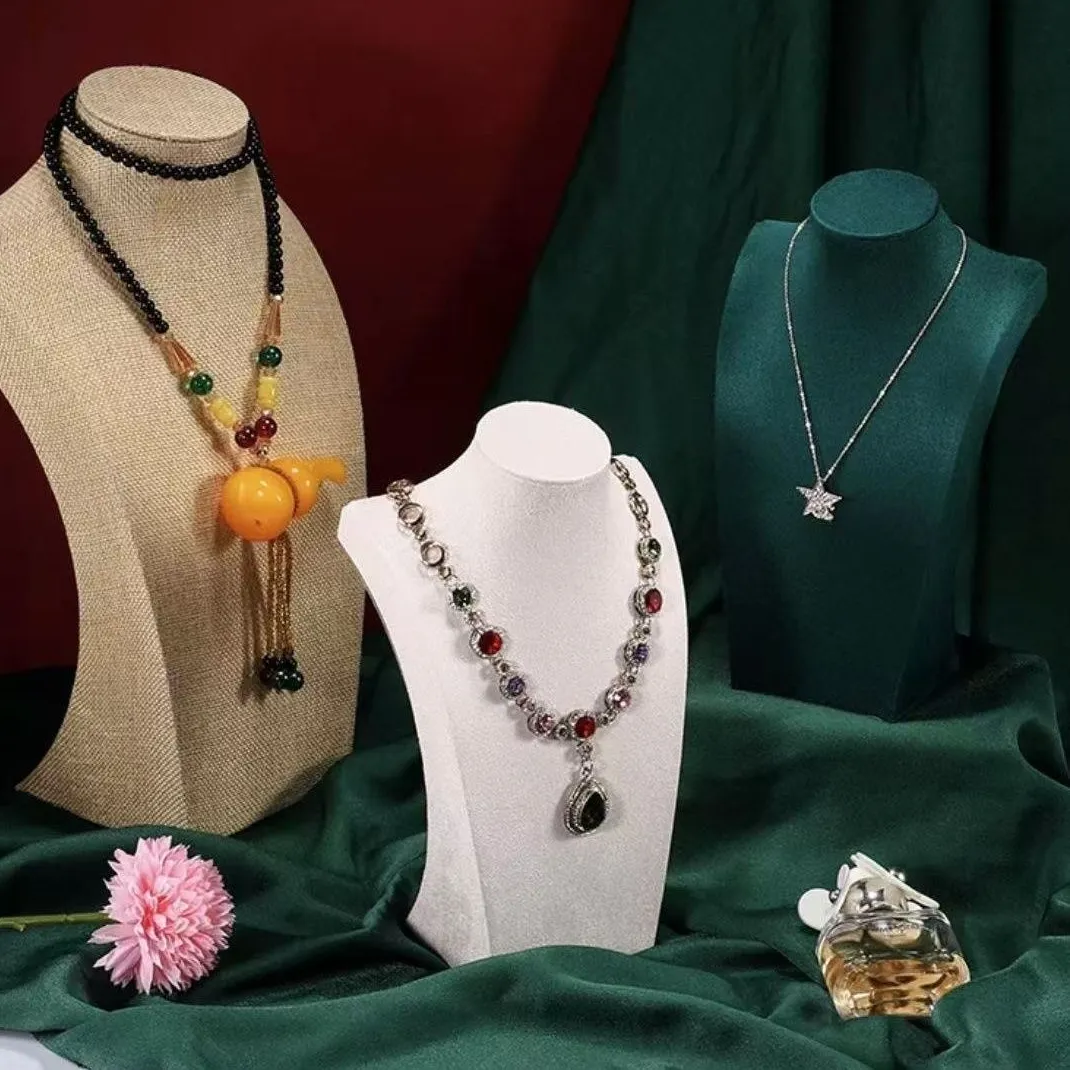 Authentic Velvet Necklace Bust Jewelry Bust Stand Necklace Display Mannequin for Dresser Presentation Photograph Prop Decoration Storage