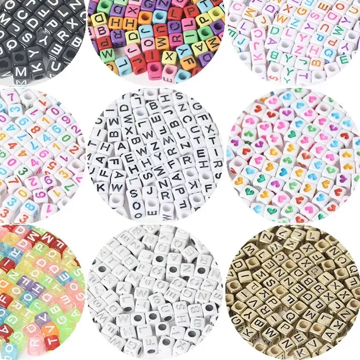 Authentic 100/200/300/500Pcs Acrylic Letter Beads Random Mixed Square Alphabet Loose Beads For Jewelry Making DIY Bracelet Necklace