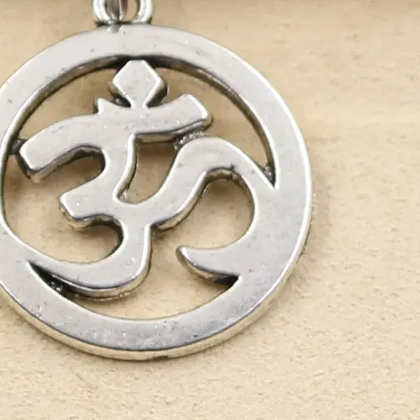 Authentic Tibetan Silver Color Pendant Yoga OM Necklace Choker Charm Black Leather Cord Factory Price Handmade Jewelry
