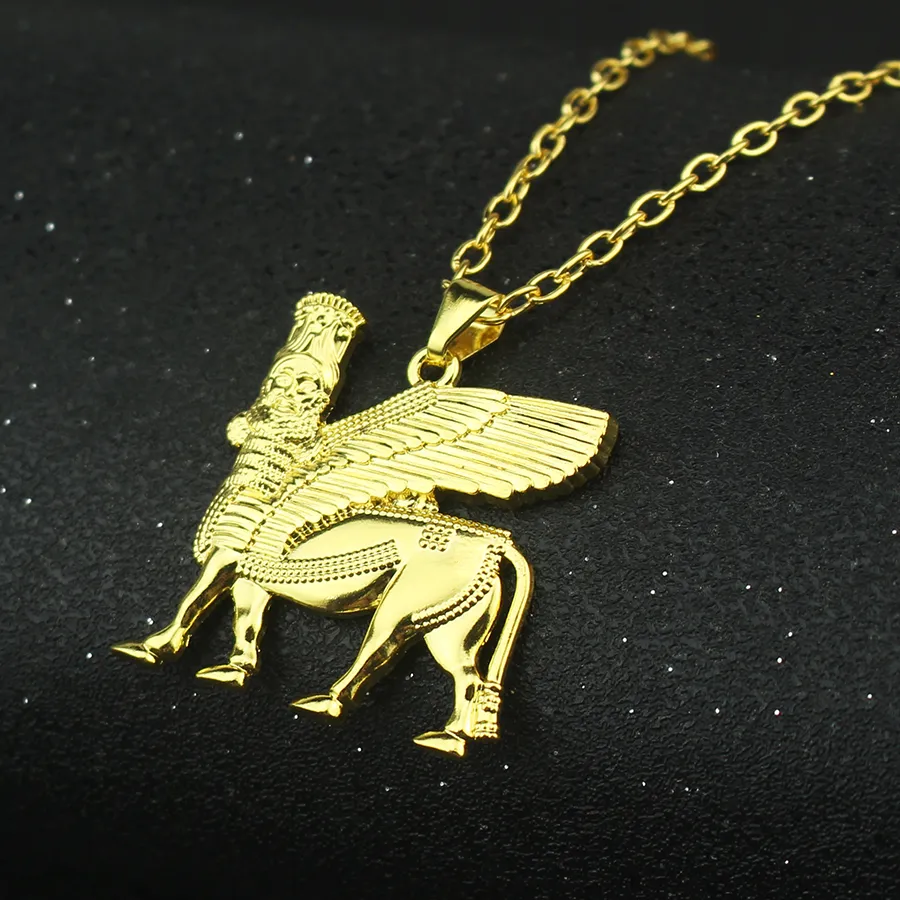 Ashur Pendant Necklace Lama, Lamma, Winged Bull Lamassu Is An Assyrian Protective Deity Jewelry