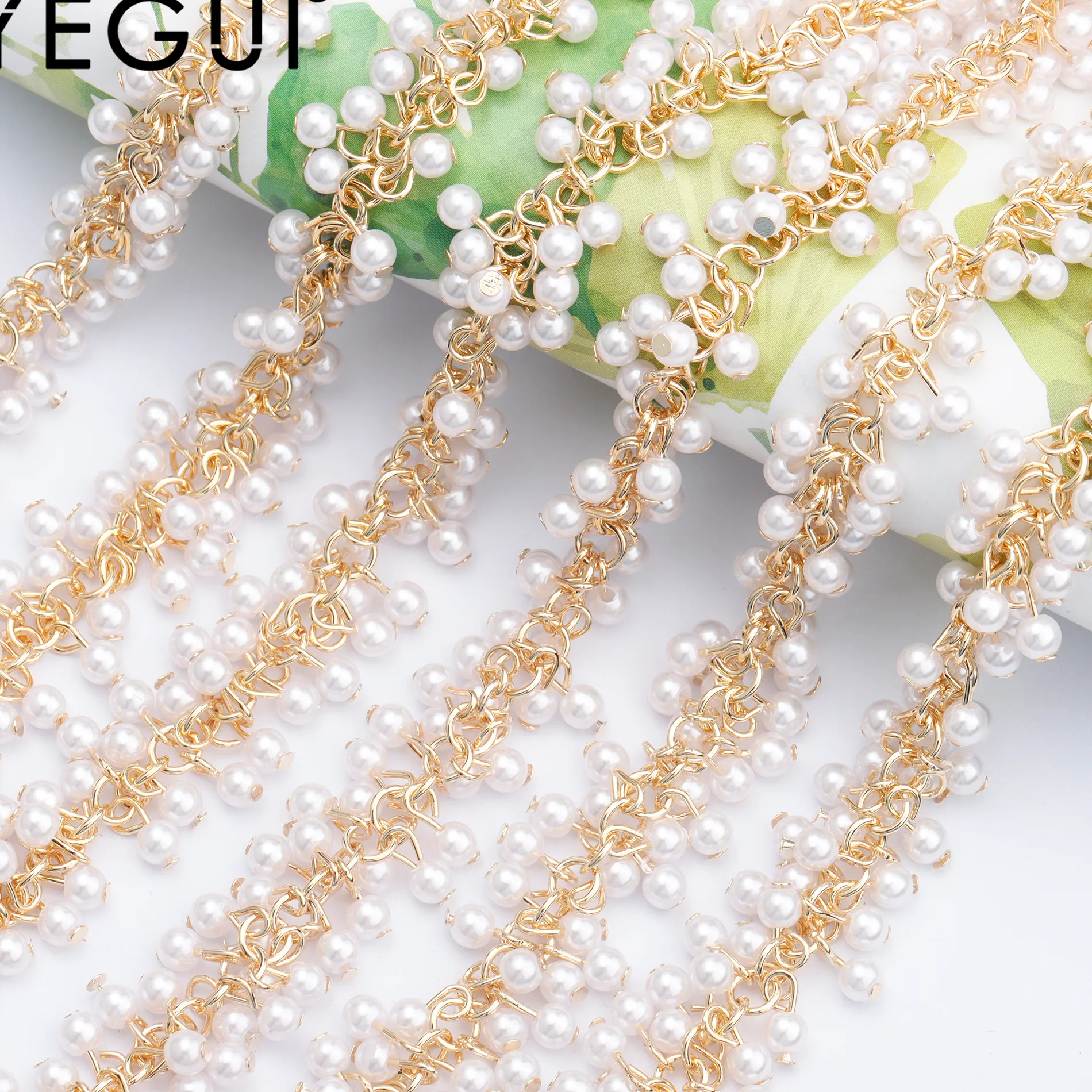 Authentic YEGUI C97,jewelry accessories,18k gold plated,0.3 microns,diy chain,AAA pearl,diy bracelet necklace,jewelry making,50cm/lot