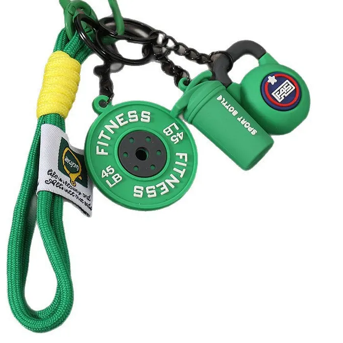 Authentic Mini Barbell Plates Keychain with D-shaped Buckle Water Cups Simulation Dumbbells Keyring Creative Bag Charm