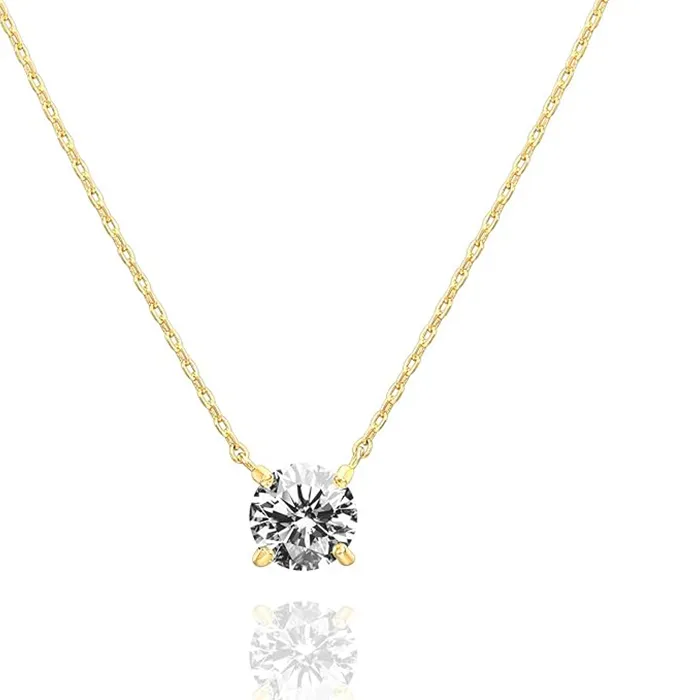 Authentic Round Moissanite Pendant Necklace D Vvs1 Diamond 5Mm 4Mm Mini Single Solitaire Necklace Clavicle Chain Female Jewelry