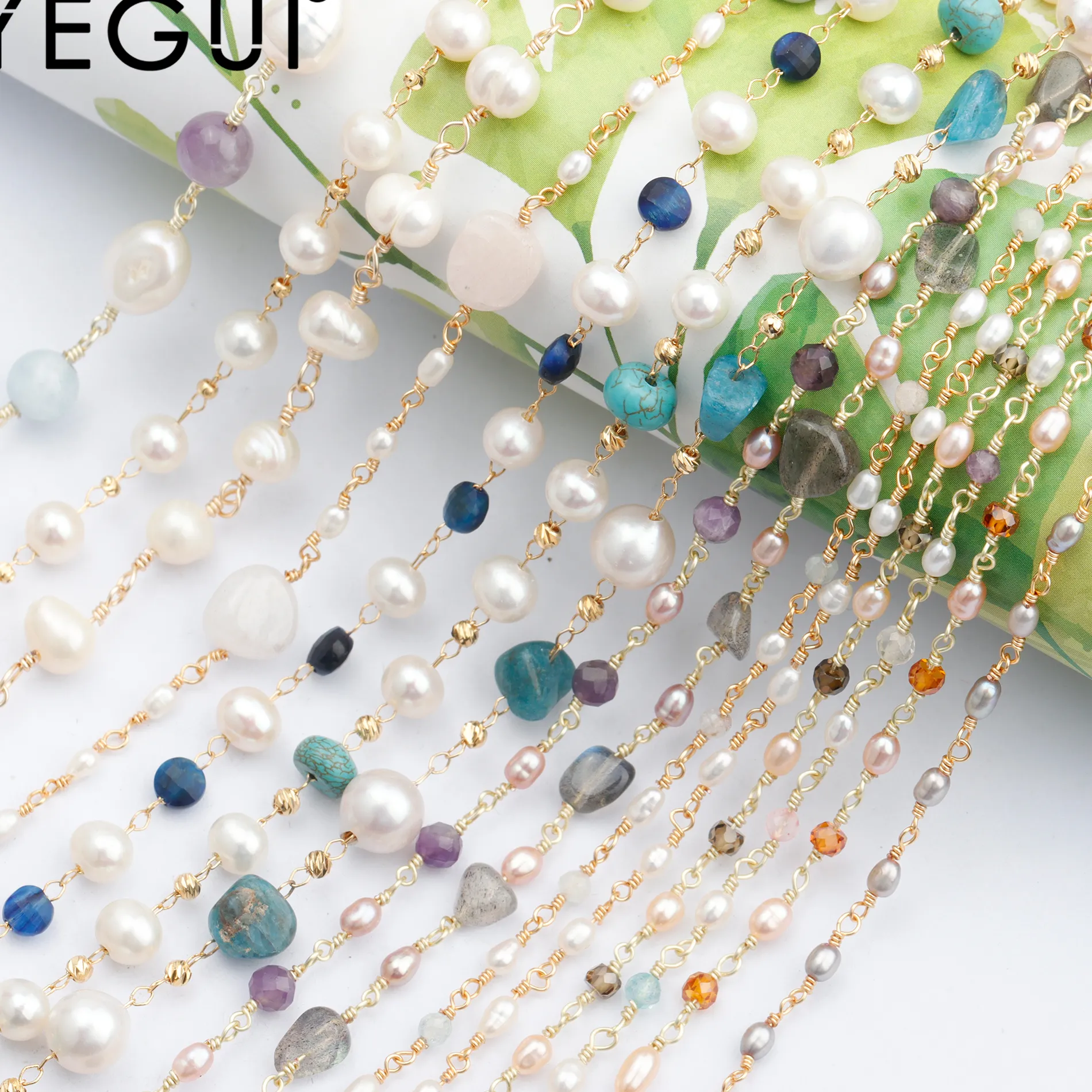 Authentic Celestial Pearl Conduit - 18k Gold Plated Sacred Geometry Chain (1 Meter)
