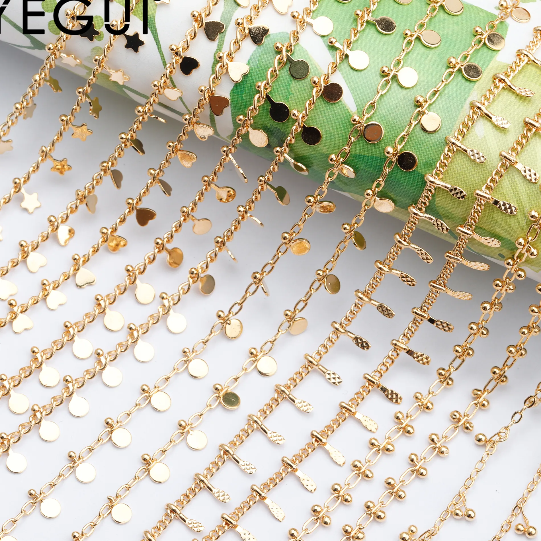 Authentic YEGUI C114,jewelry accessories,diy chain,18k gold plated,0.3 microns,hand made,diy bracelet necklace,jewelry making,1m/lot