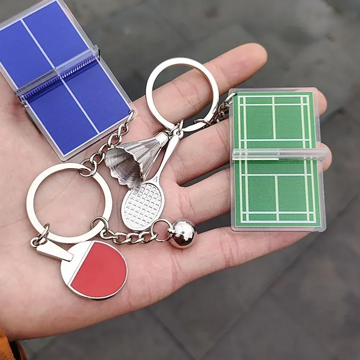 Authentic 〔YY110〕Table Tennis Table Three-dimensional Acrylic Keychain Badminton Keychain Souvenir Mini Tennis 1pcs Decorative Pendant