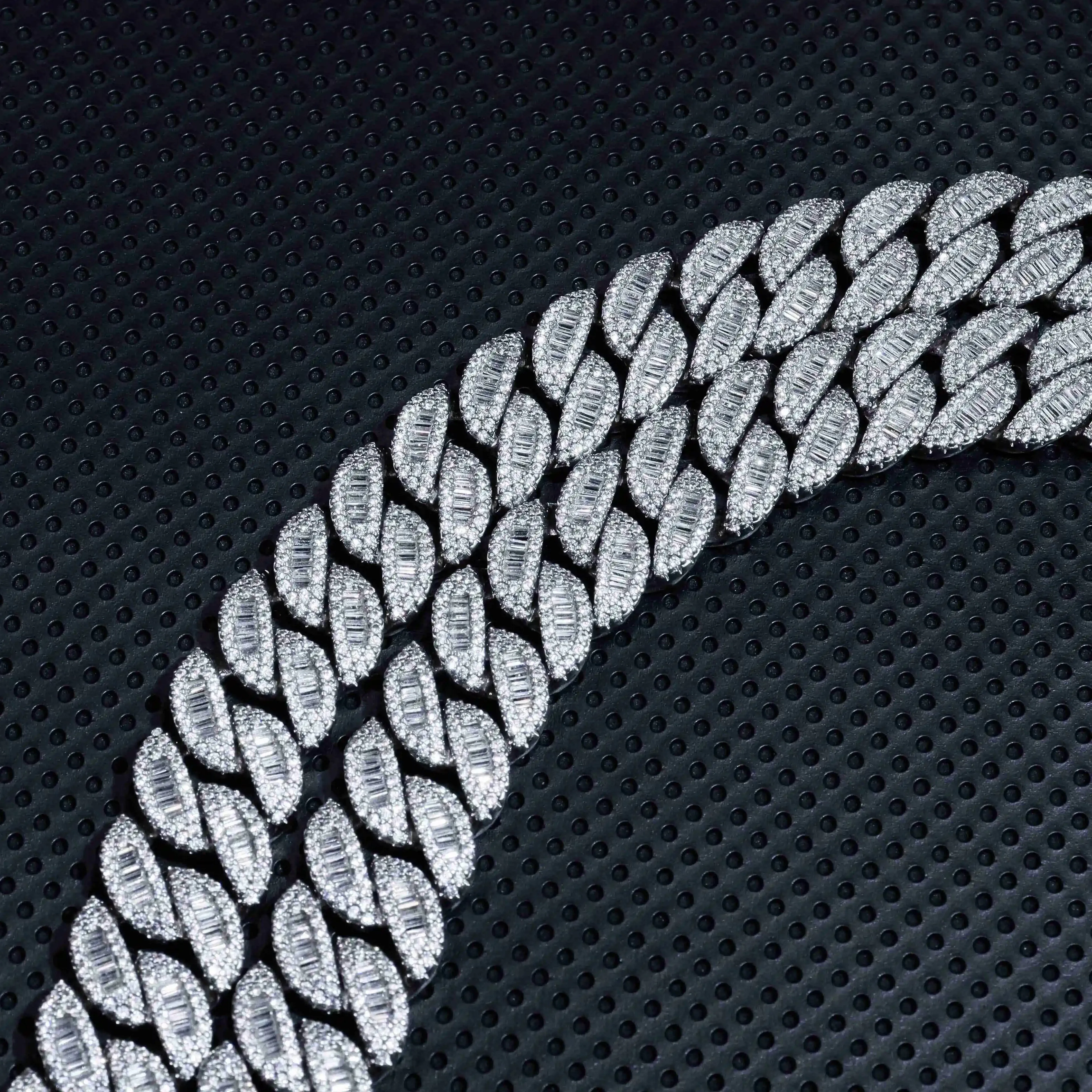 Authentic Moonlit Majesty: VVS Diamond and Moissanite Cuban Link Chain