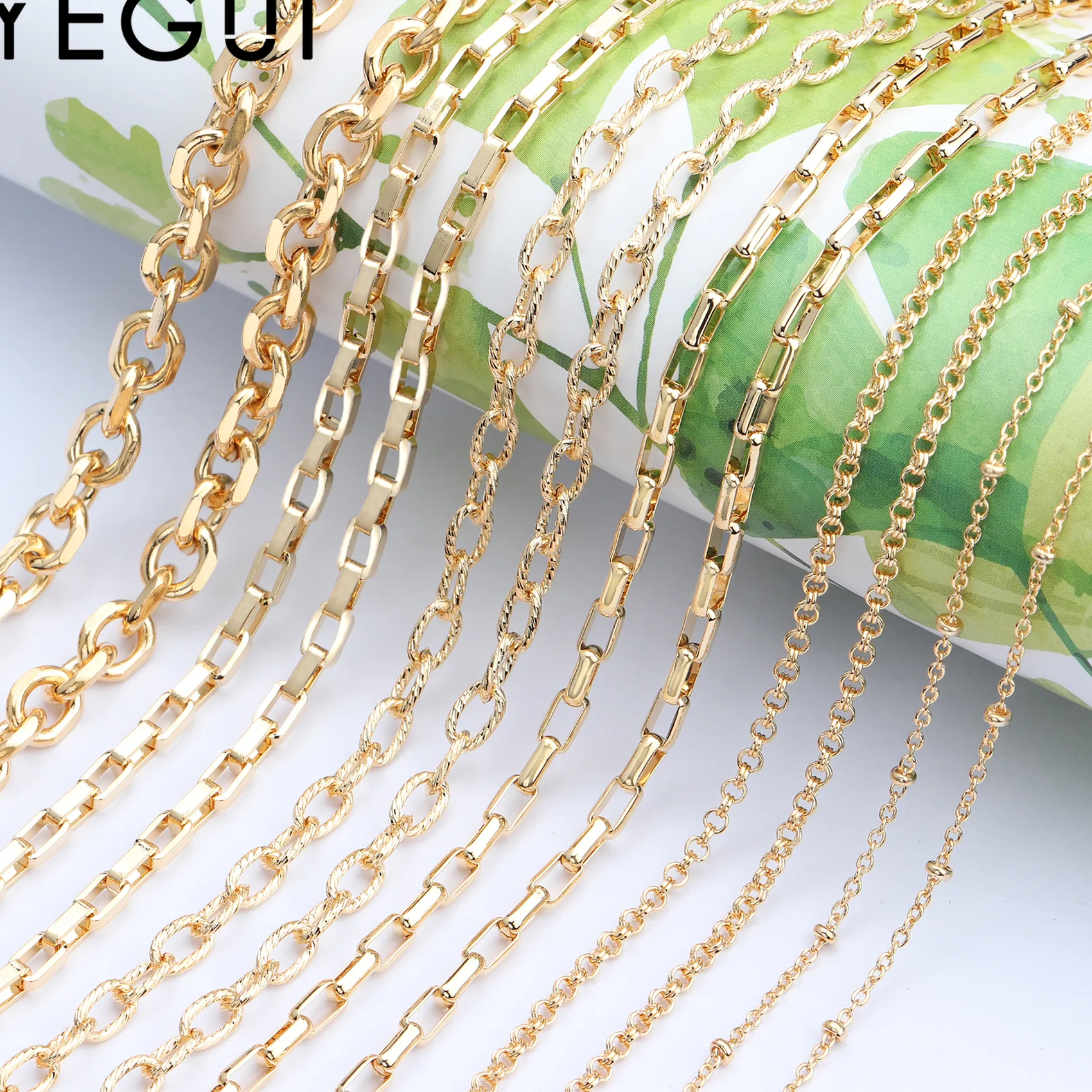 Authentic YEGUI C65,jewelry accessories,18k gold plated,0.3 microns,environmental protection,diy chain necklace,jewelry making,3m/lot