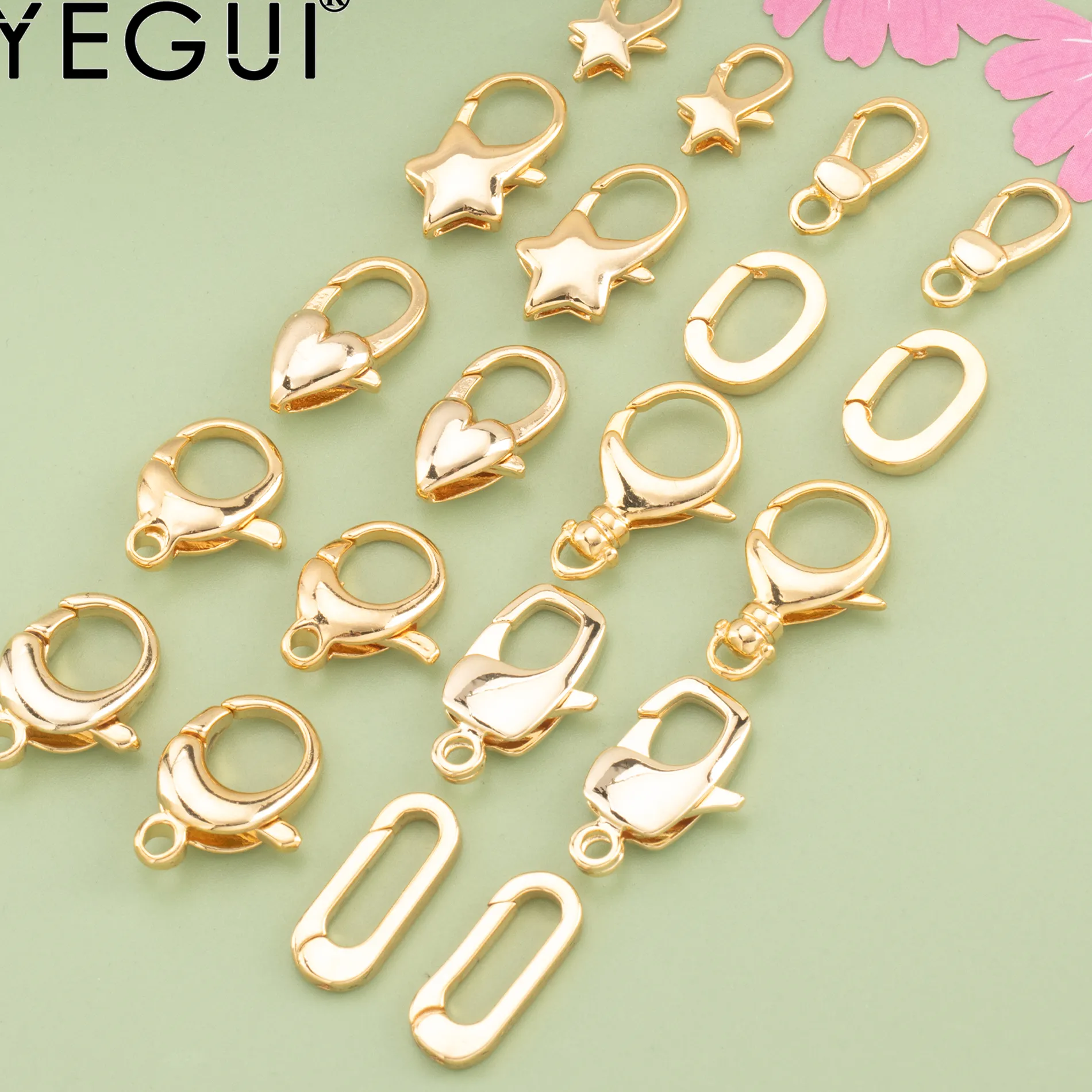Authentic YEGUI M824,jewelry accessories,lobster clasp hooks,18k gold plated,0.3 microns,necklace bracelet,jewelry making,10pcs/lot