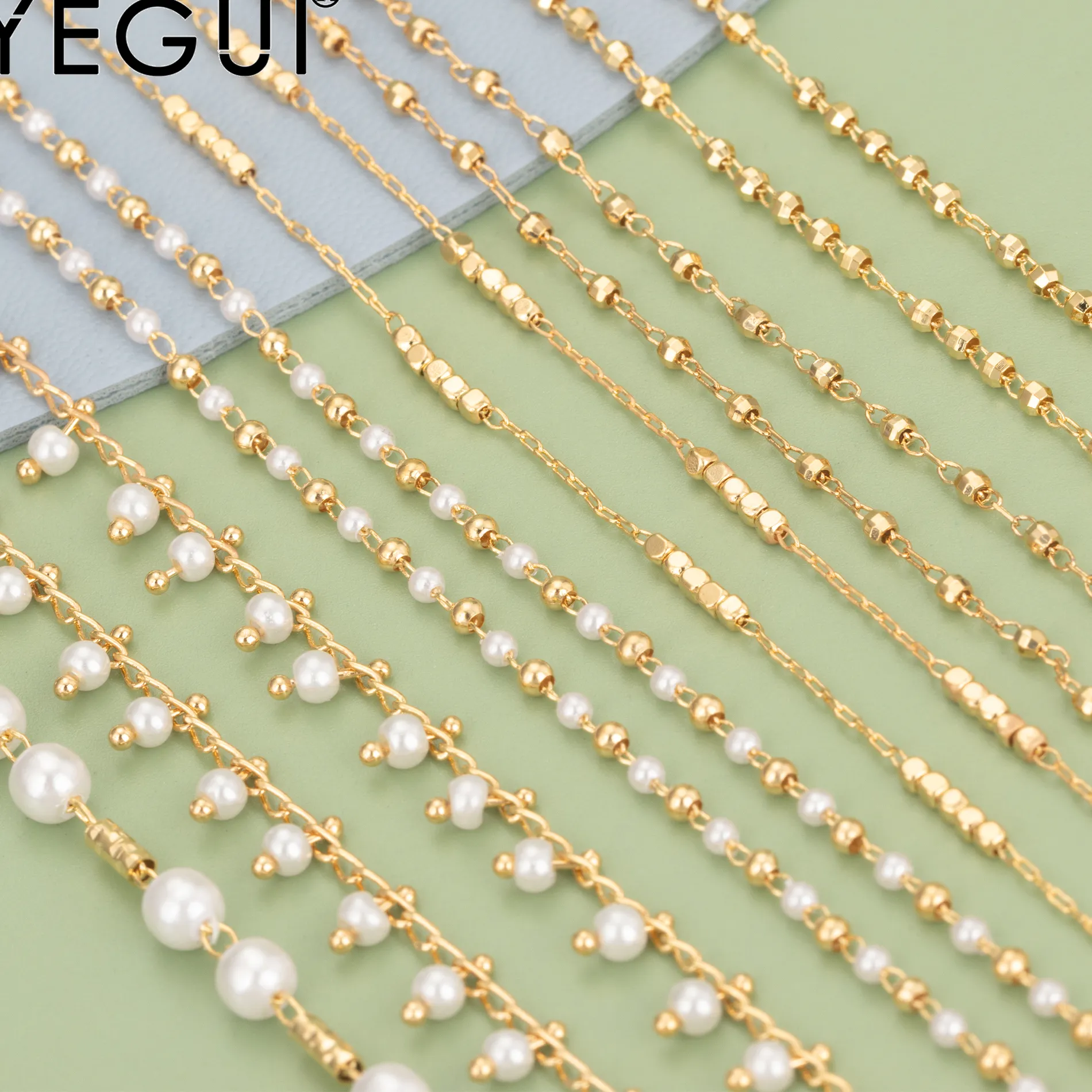 Authentic YEGUI C79,jewelry accessories,diy chain,18k gold plated,0.3 microns,pearl,hand made,jewelry making,diy chain necklace,1m/lot