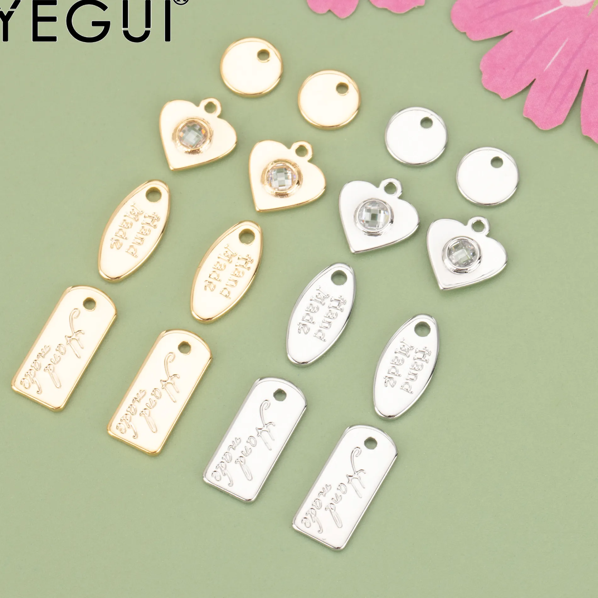 Authentic YEGUI M803,jewelry accessories,18k gold plated,0.3 microns,diy zircon pendants,diy earring necklace,rhodium plated,20pcs/lot