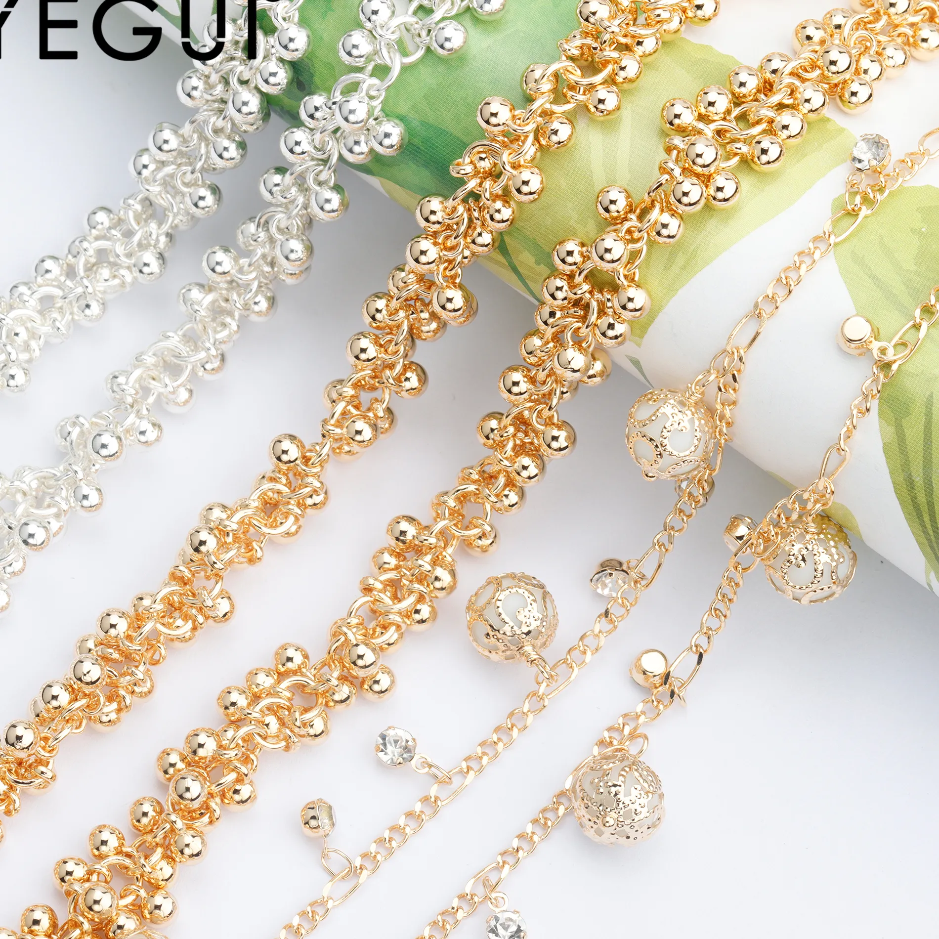 Authentic YEGUI C87,jewelry accessories,18k gold plated,0.3 microns,diy chain,CCB,hand made,jewelry making,diy bracelet necklace,1m/lot