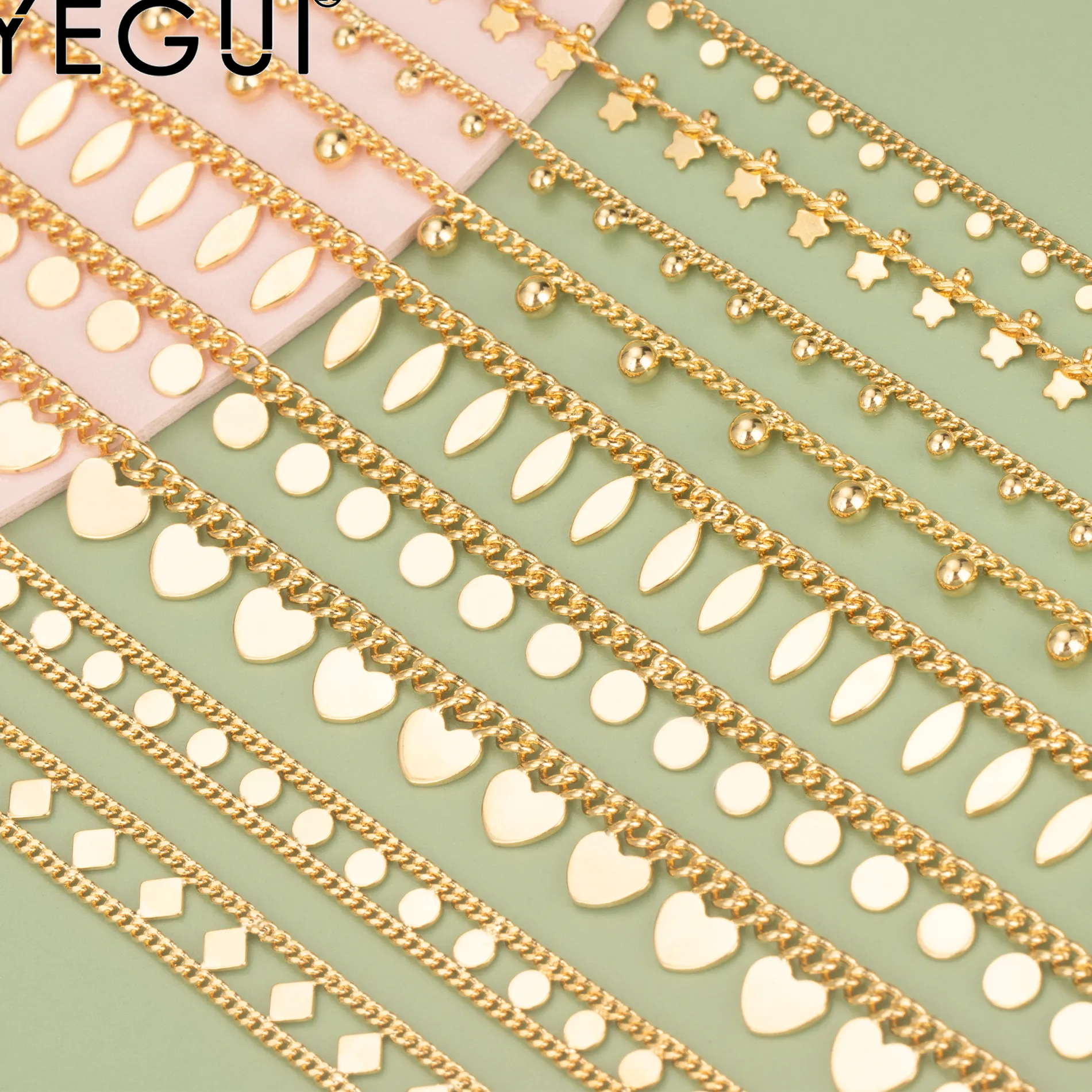 Authentic YEGUI C55,18K gold chain,0.3 microns,jewelry accessories,golden chain,jewelry findings,diy chain necklace,jewelry making,1m/lot