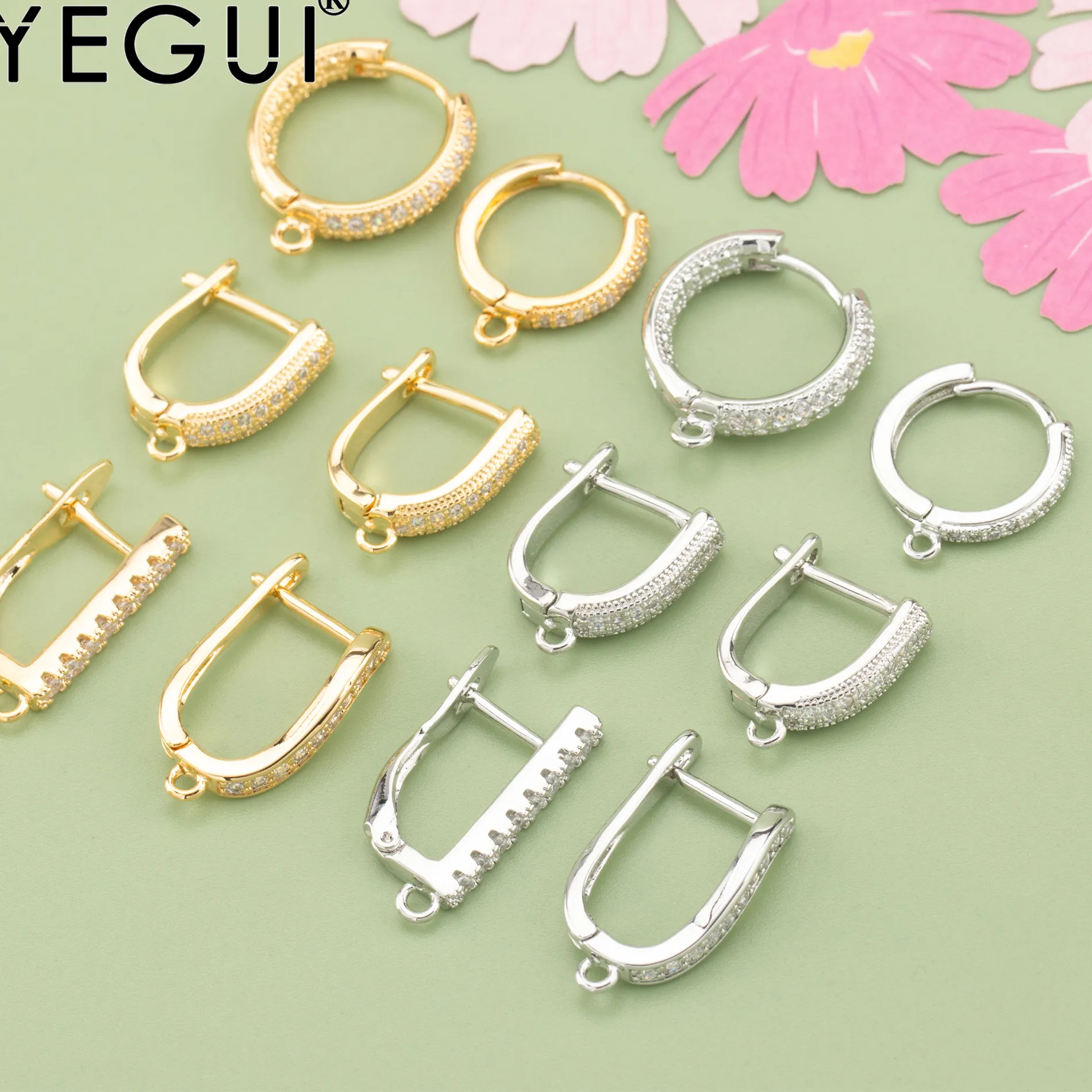 Authentic YEGUI M806,jewelry accessories,18k gold plated,0.3 microns, lobster clasp hooks,jewelry making,rhodium plated,10pcs/lot