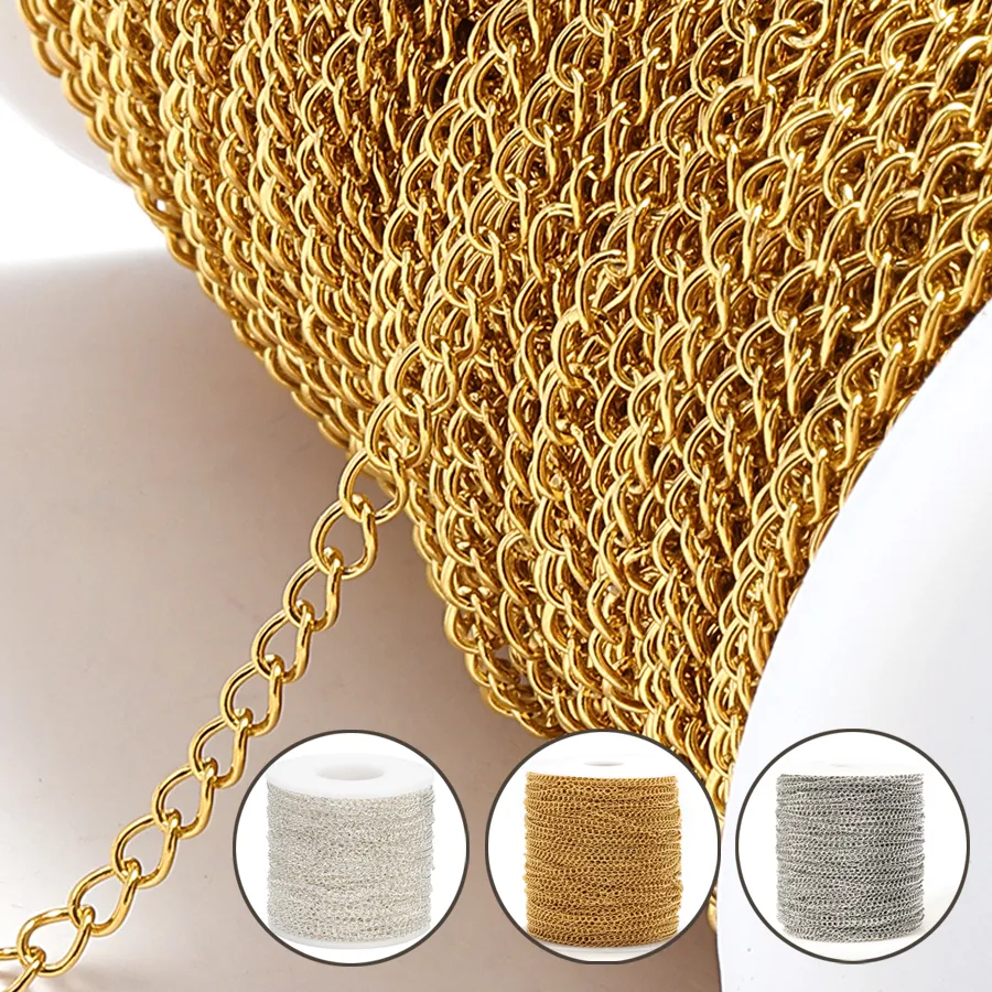 Authentic 2Meters Extension Chain 2/3/4mm Tail Chain for DIY Necklace Bracelet Clothing Jewelry Making Accessories Crafts