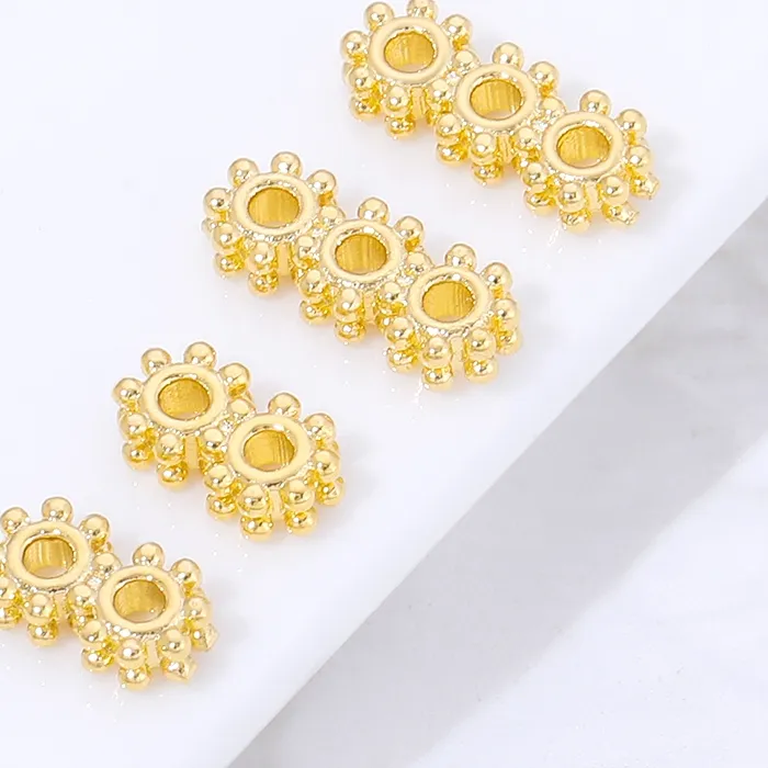 Authentic 18K Gold Plated Brass 2/3 Holes Beads Separator For Necklace Making Accessories,Spacer Bar,DIY Jewelry Making Supplies