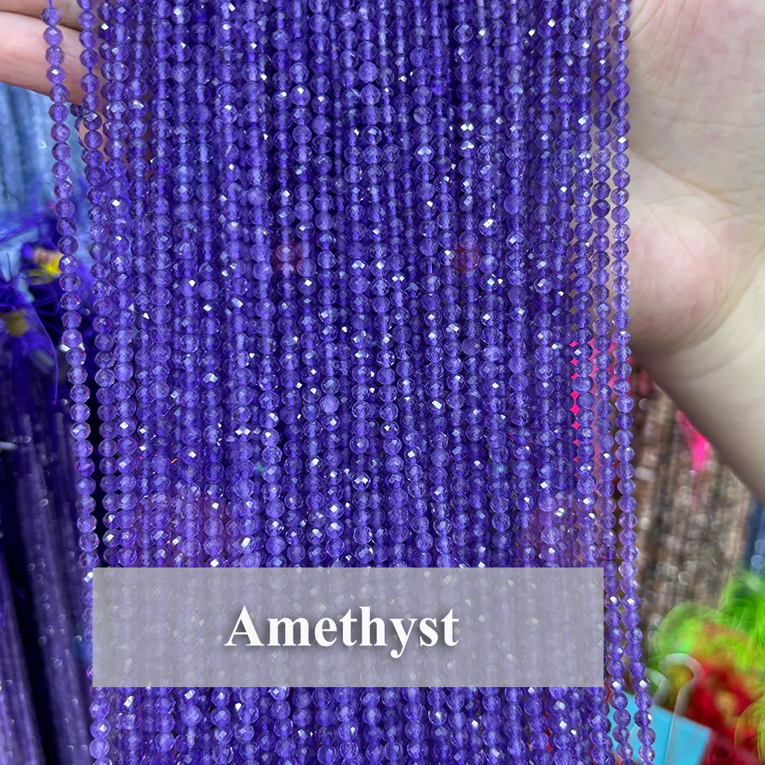 Authentic Natural Amethyst Faceted Beads 2 3 4mm Loose Gemstone Round Crystal Stone Beads DIY Making Bracelet Necklace Jewelry Accessories