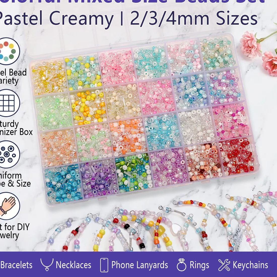 Authentic Alchemist's Palette Pastel Glass Seed and Tube Bead Sanctuary