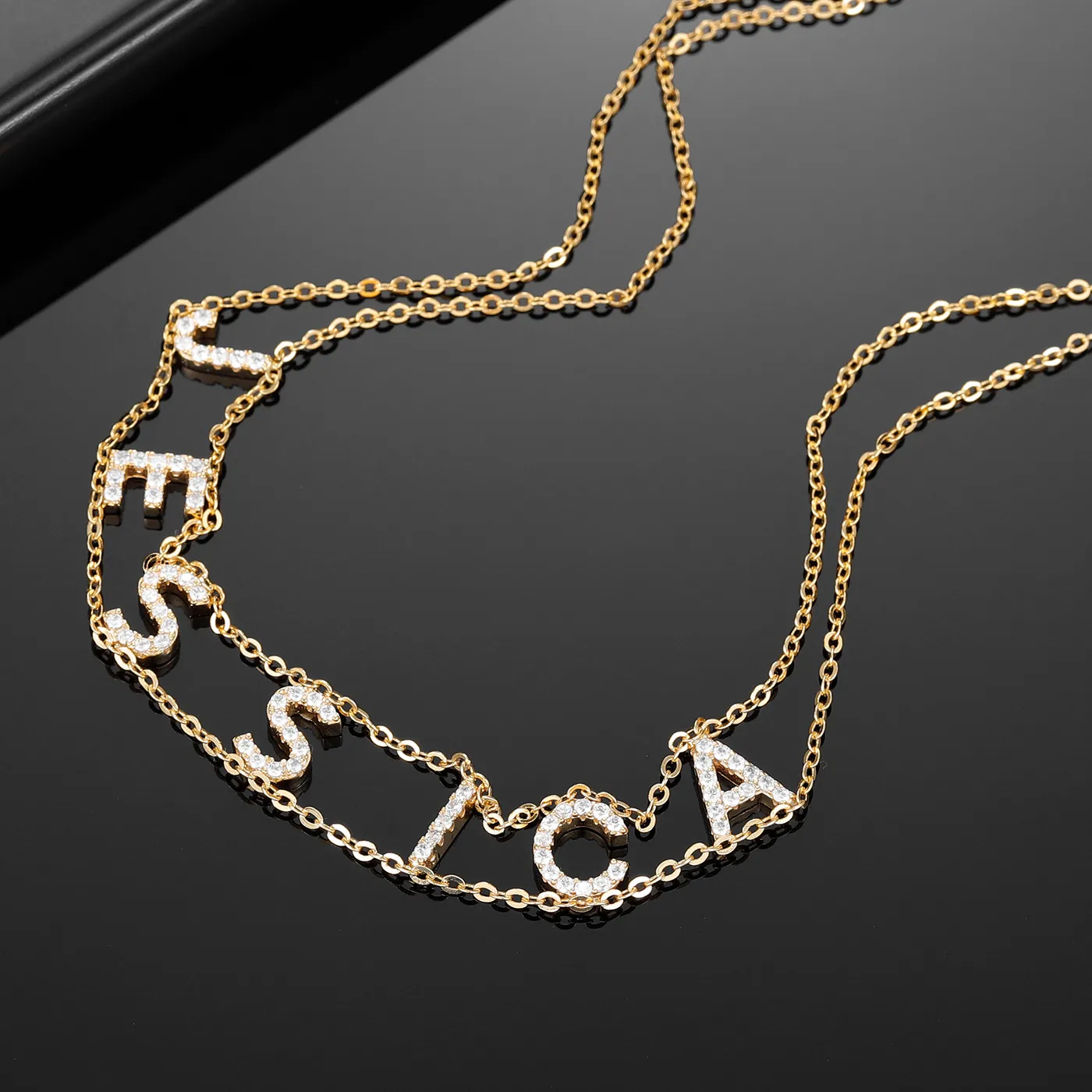 Authentic Custom Name Choker For Women Initial Name Necklace Personalized Double Letter Choker Necklace Gothic Names Necklace Jewelry Gift