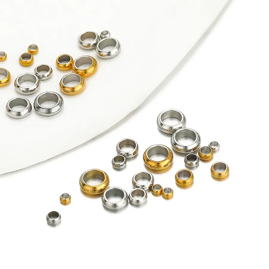 Authentic 100pcs/lot Positioning Spacer Beads Stainless Steel Dia1.5/2/2.5/3/3.5/4mm Crimp End Beads Bulk for DIY Handmade Jewelry Making