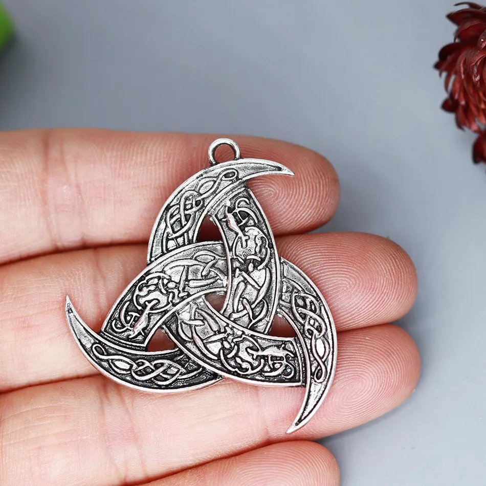 Authentic 3Pcs/lot Viking Triple Horn Triskelion Charm Punk Pendant For DIY Necklace Handmade Jewelry Making Accessoriess