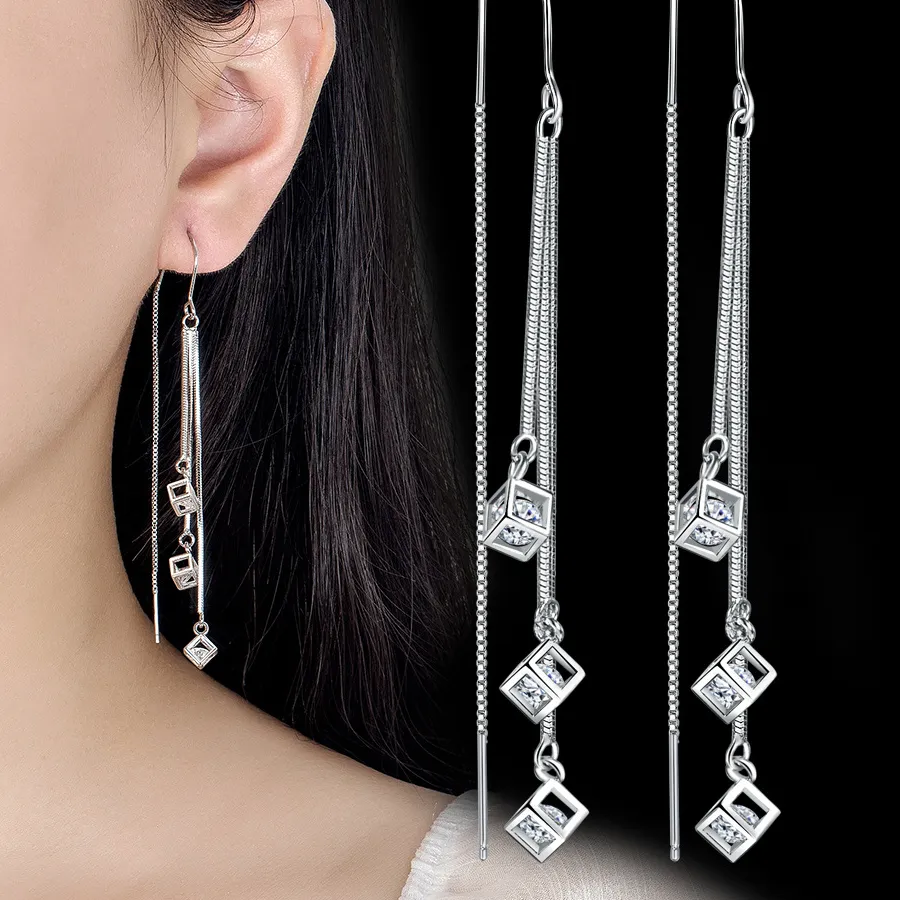 Authentic Radiant Ascension: Sterling Silver Triangle Tassel Earrings