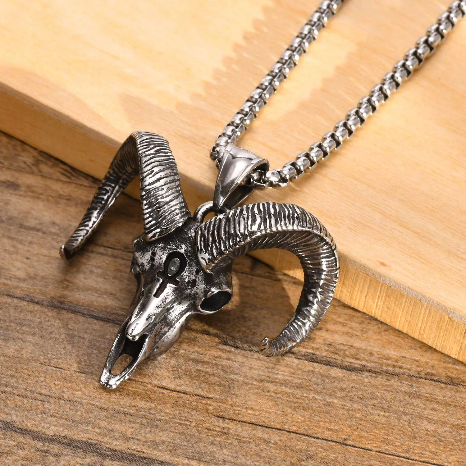 Authentic Satanic Goat Head Skull Pendant, Satan Goth Punk Style Necklace, Satanic, Lucifer, Halloween, Devil