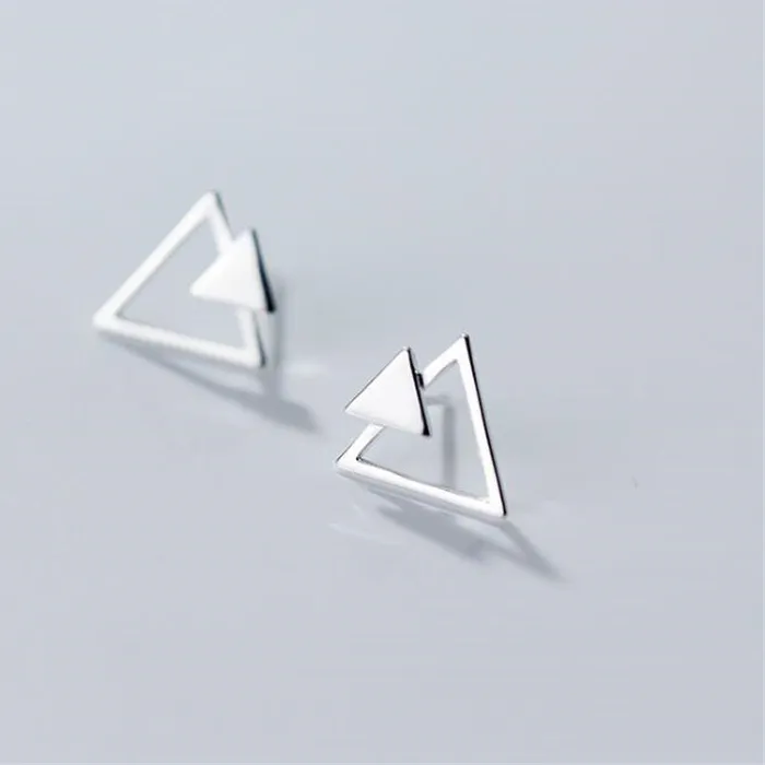 Authentic Ethereal Triangle 925 Sterling Silver Sacred Geometry Studs