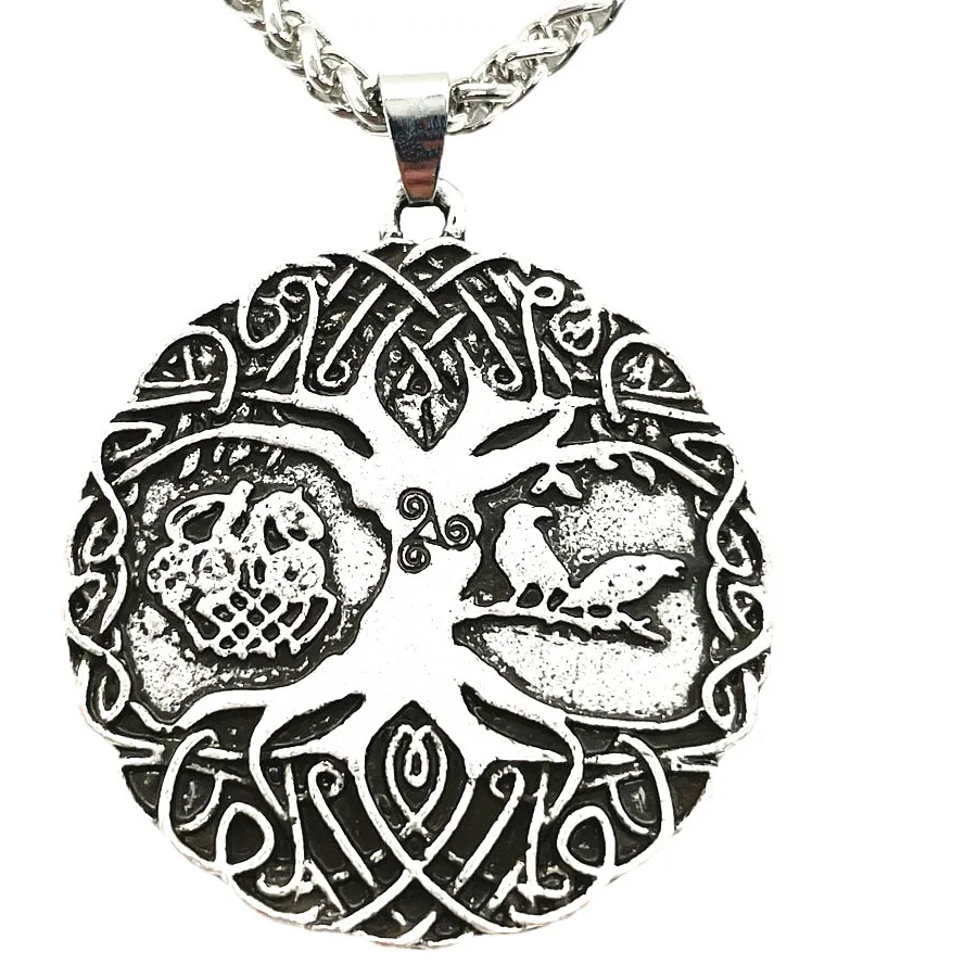Authentic Nostalgia Tree Of Life Necklace Viking Men Thor Loki Asgard Horse And Odin Raven Amulet Teen Wolf Triskele Triskelion Talisman