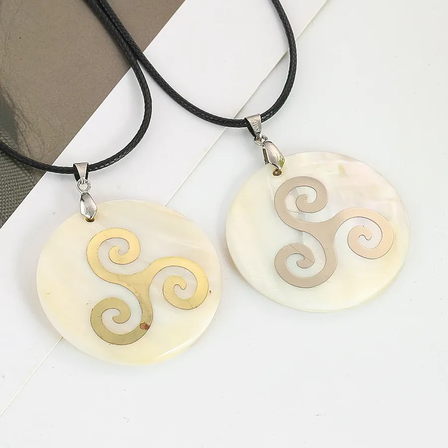 Authentic Eternal Triskelion Shell Amulet – Celtic Triple Spiral Choker