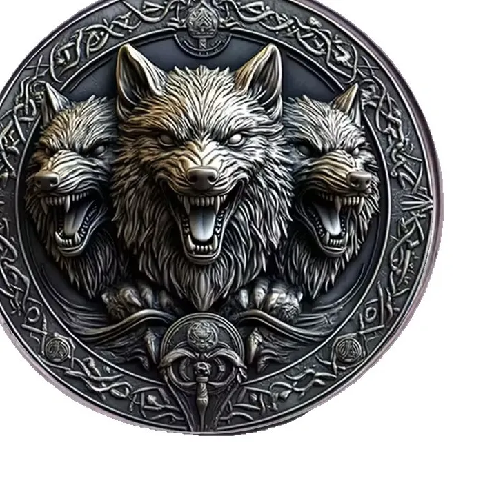 Authentic Retro Bronze Silver Wolf Brooch Norse Mythology Triskelion Animal Pin Badge Vintage Jewelry Coat Bag Hat Accessories