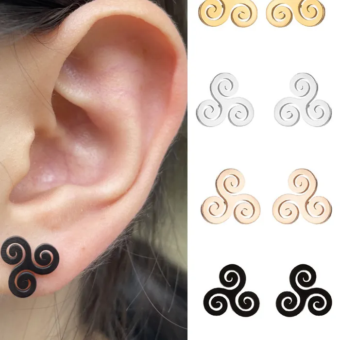 Authentic The Eternal Triple Spiral Triskelion - Mystic Silver-Tone Steel Talisman Earrings
